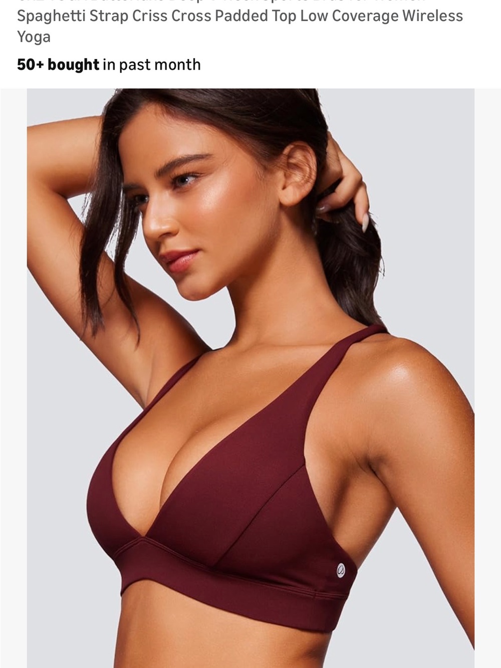 CRZ YOGA Deep Wine V‑Neck Bralette - Picture 7 of 7